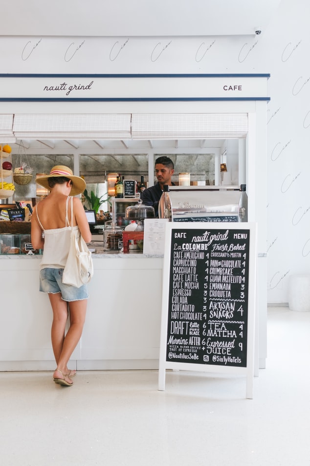 a lady in a café
