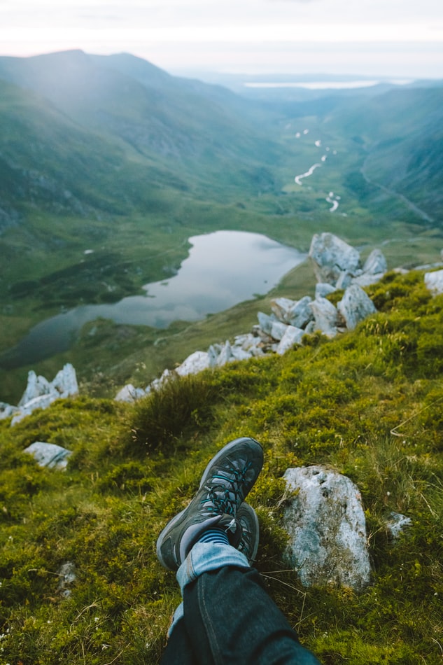a trekker at the Snowdon summit