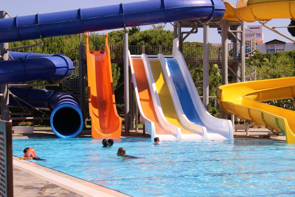 Water slides at the water parks in New Zealand