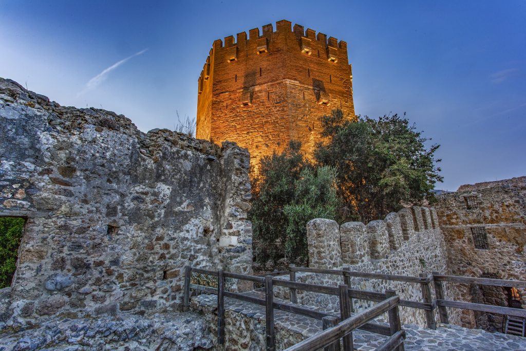 Kızılkule with decorative lighting