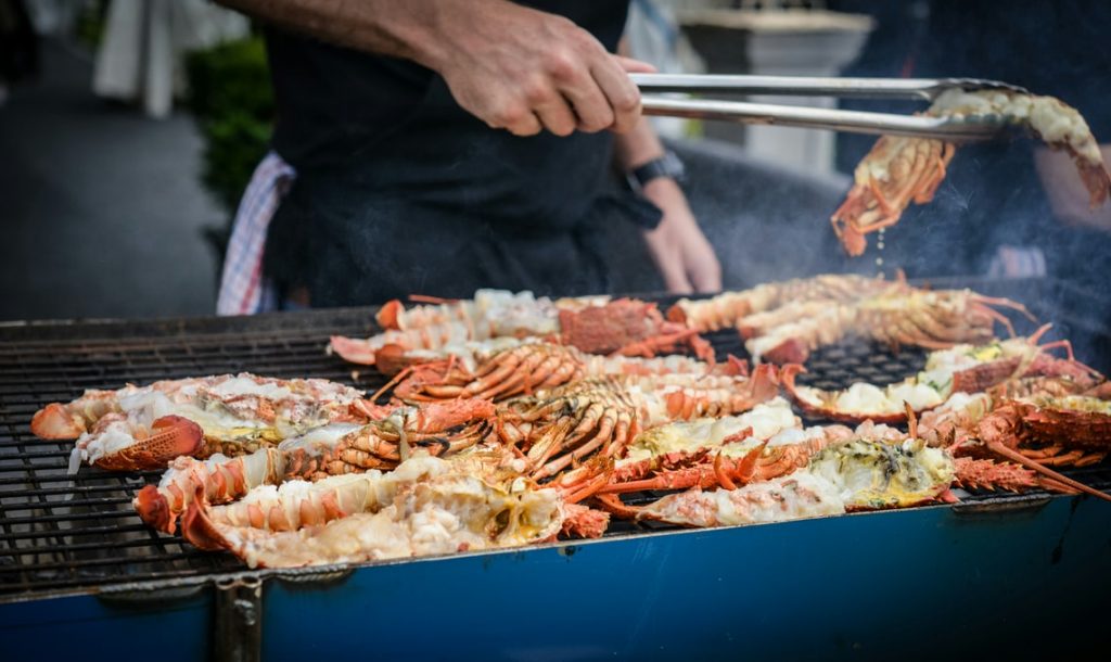 Sea food on grill