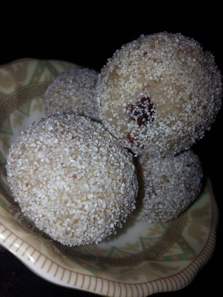 Rava laddoo on a plate
