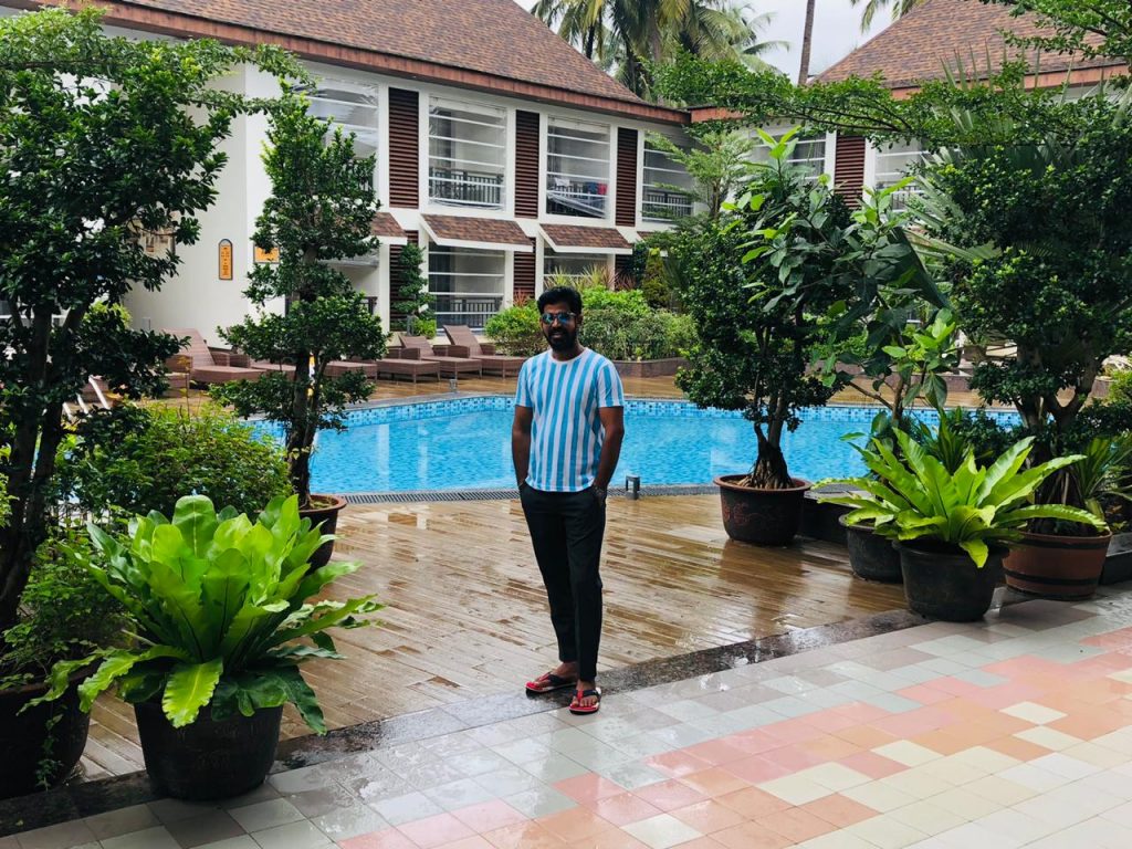 near the swimming pool