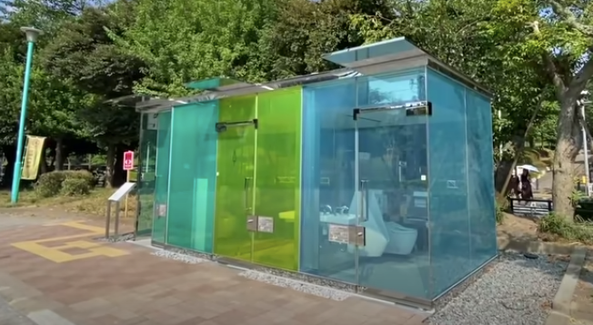 Transparent public toilets day time