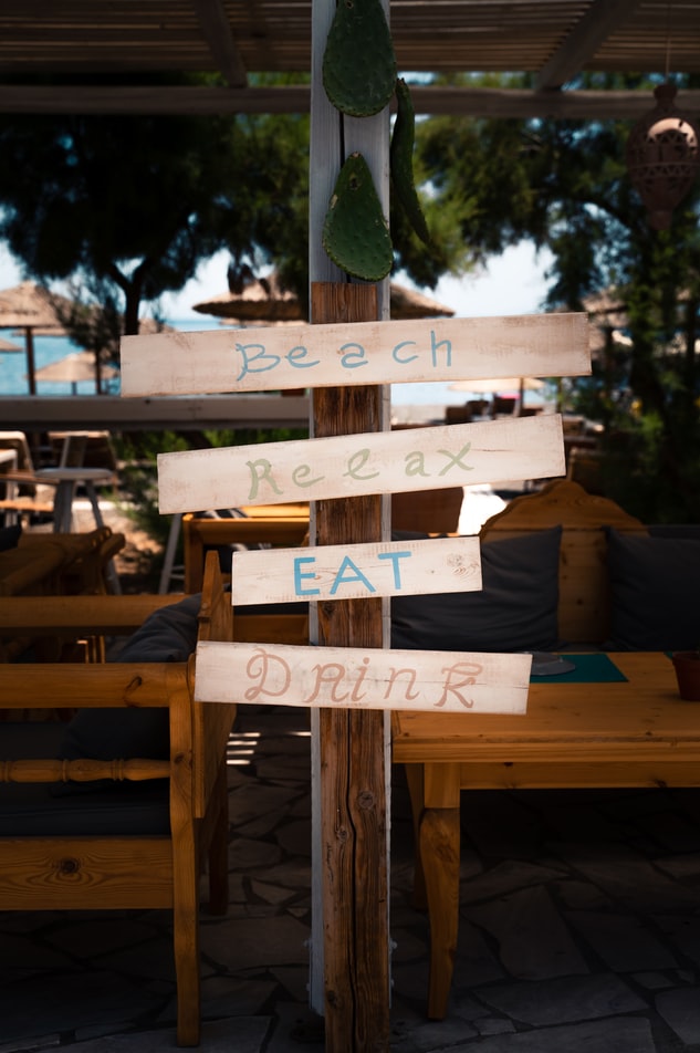 a board in a bar