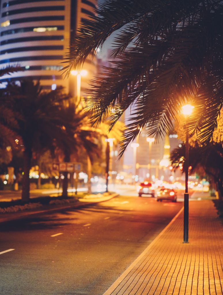 Roads in night in Dubai