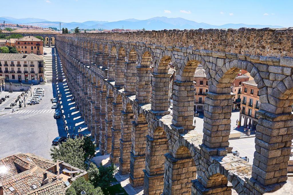 Segovia aqueduct, one of the UNESCO sites to visit in Spain.