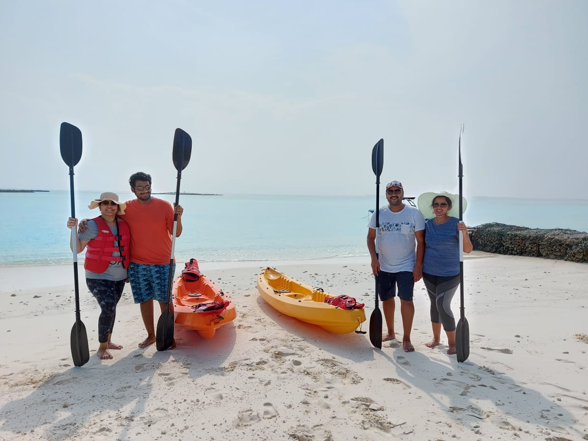 Group of people on their family vacation to Maldives
