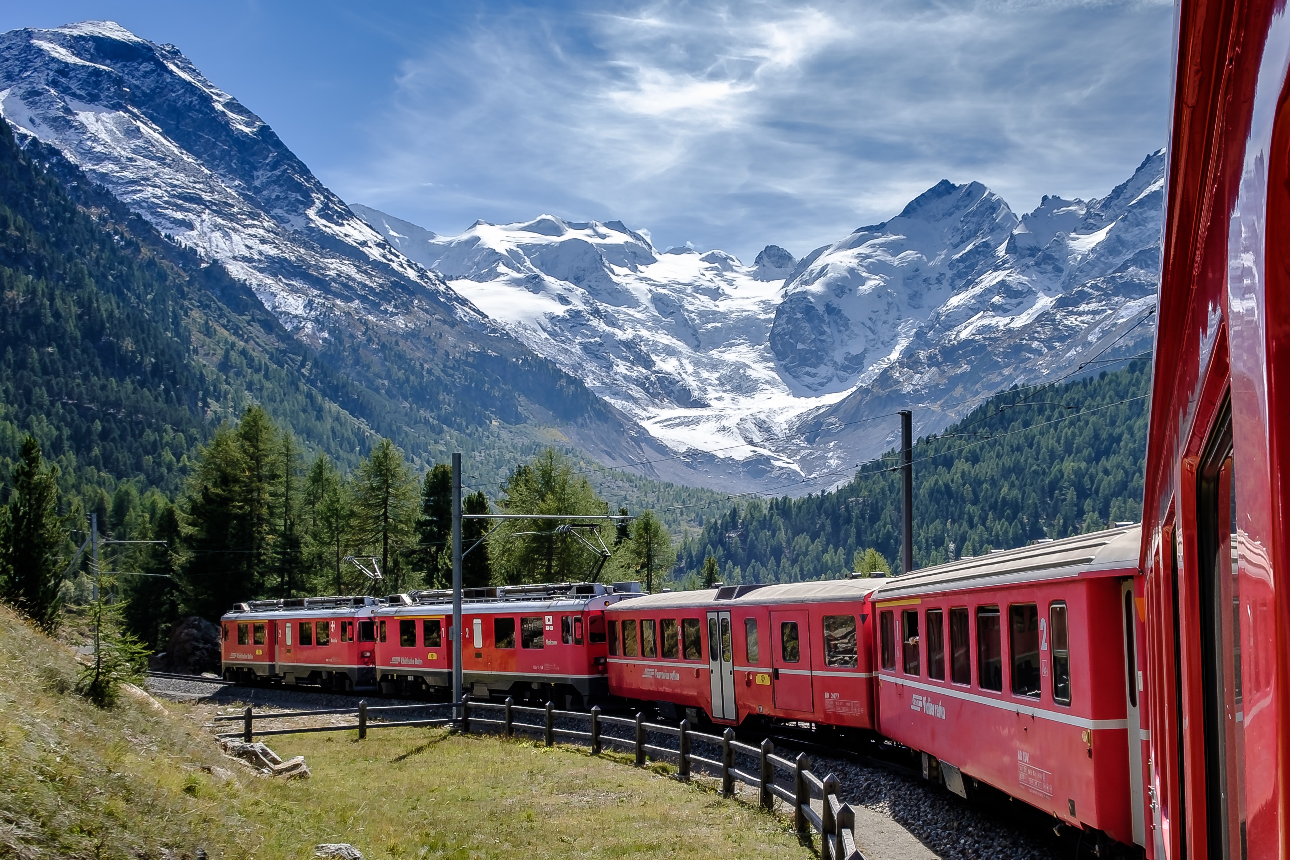 bernina express, most scenic train journeys to take in Switzerland