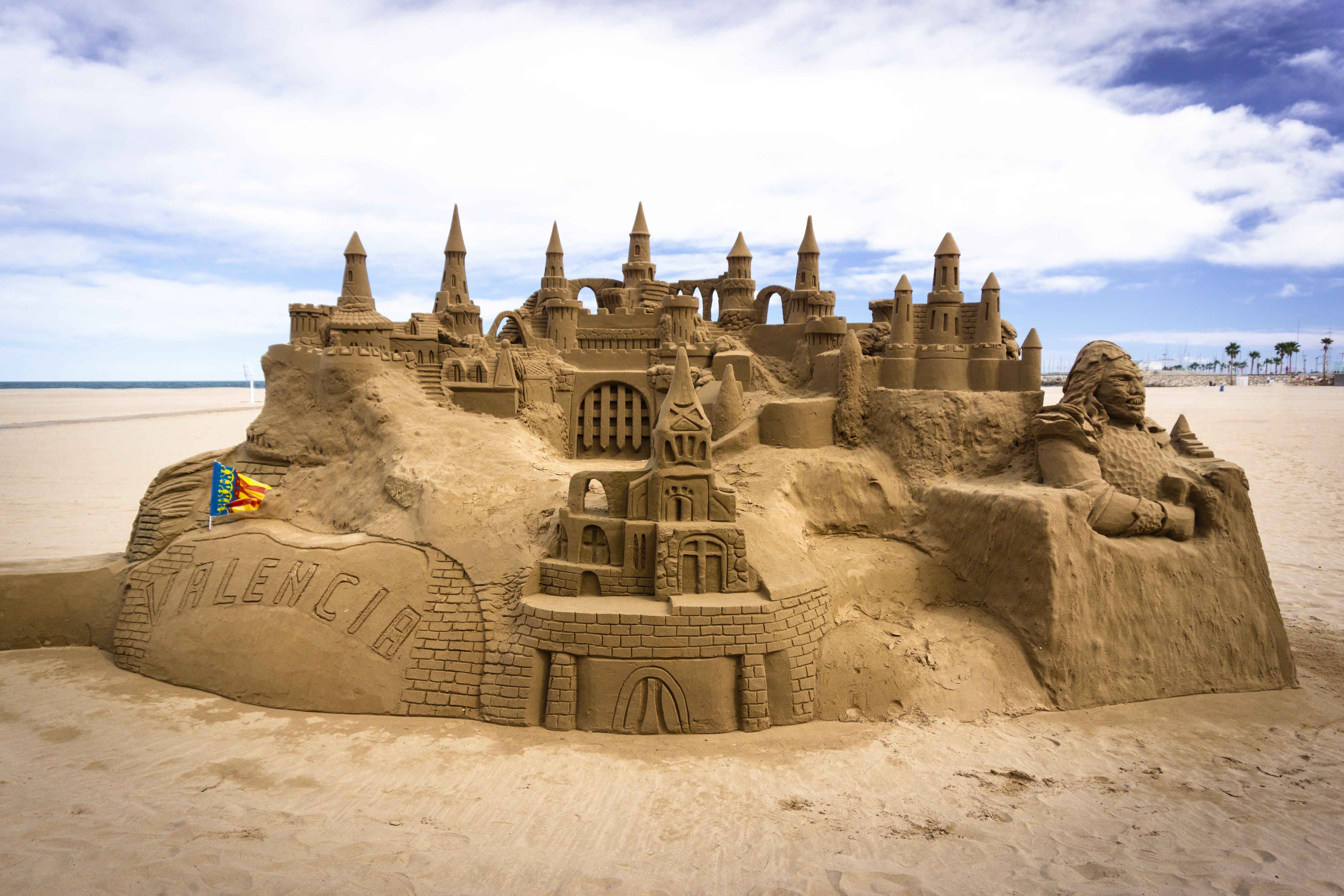 Giant sand castle, Valencia, Spain, Beaches