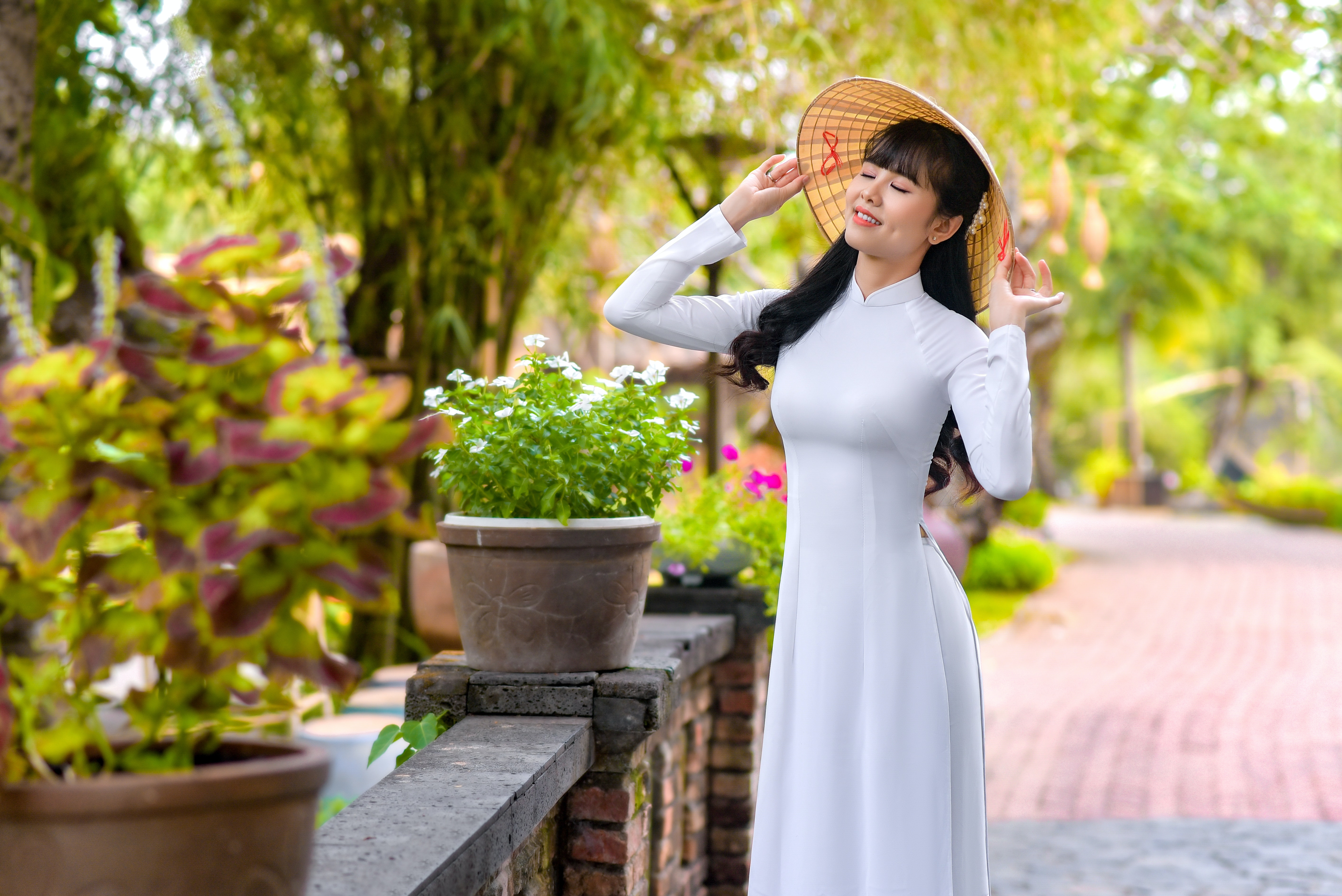 White Ao Dai Nam Vietnamese Long Dress for Men No Pants